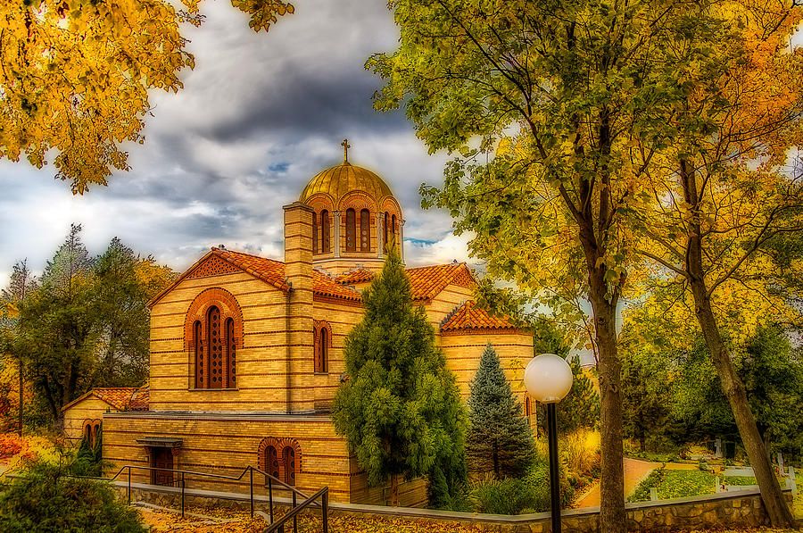Architecture Photograph - Autumn at Holy Cross Greek by Ludmila Nayvelt