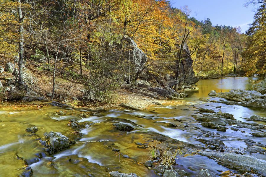 Autumn at Little Missouri Falls - Arkansas - Ouachita National Forest Photograph by Jason Politte