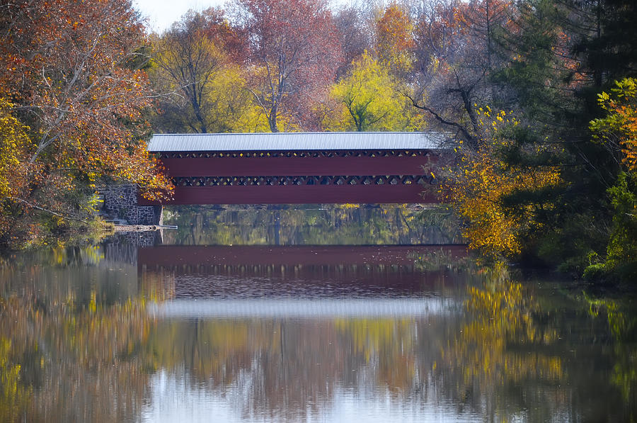 Autumn at Sachs Covered Bridge Gettysburg Photograph by Bill Cannon