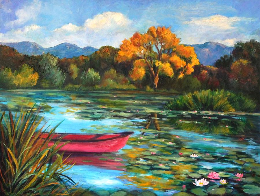 Autumn at Shady Lakes, New Mexico Painting by Marian Berg