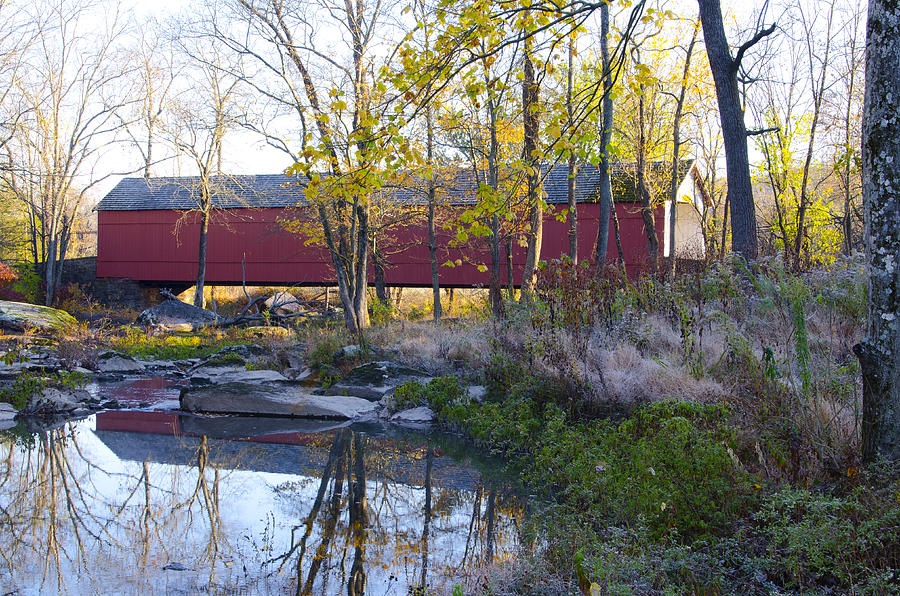 Autumn at Sheards Mill Covered Bridge Photograph by Bill Cannon