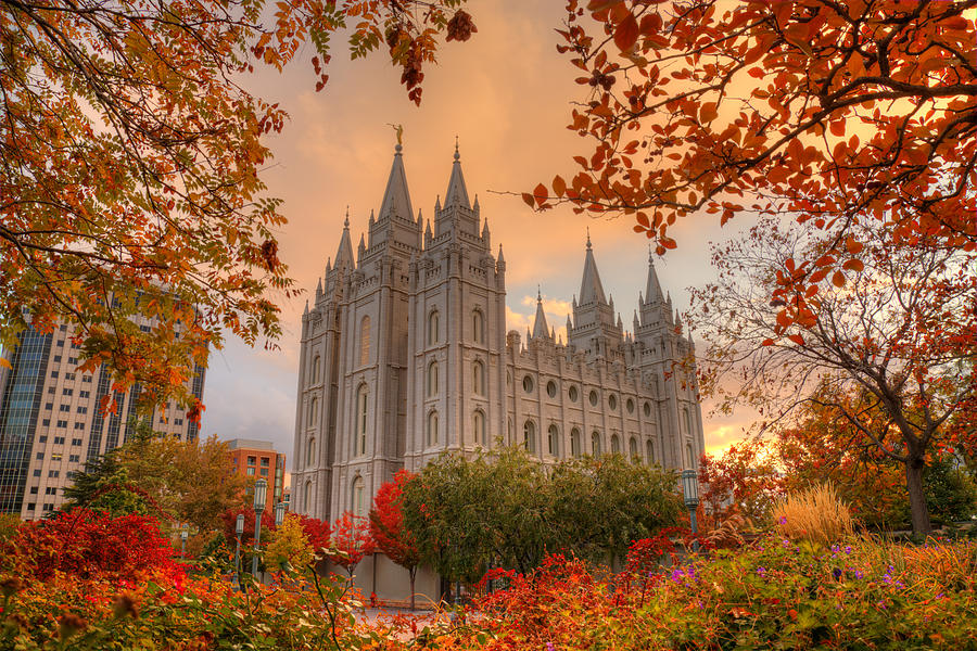 Autumn At Temple Square Photograph by Dustin LeFevre