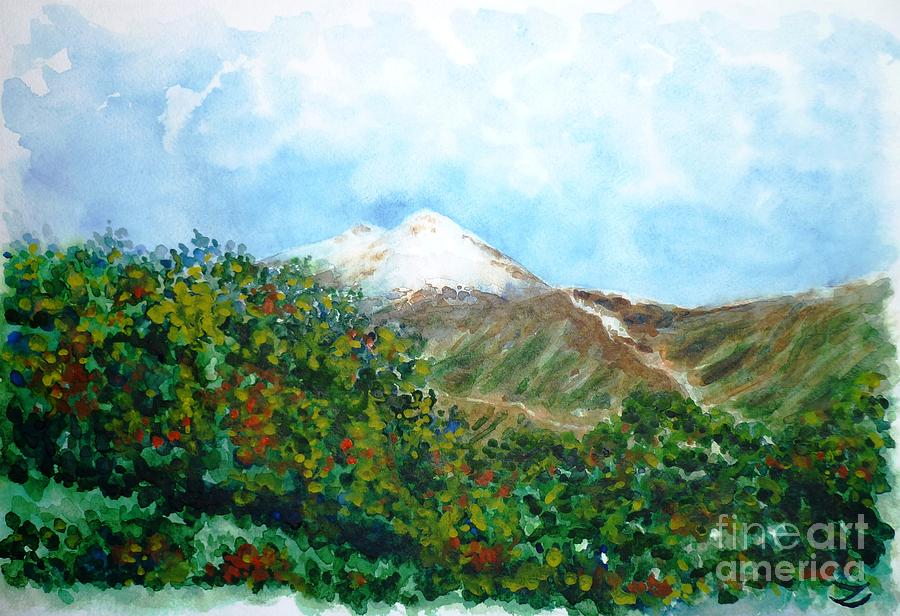 Autumn at the Foot of Mount Elbrus Painting by Zaira Dzhaubaeva