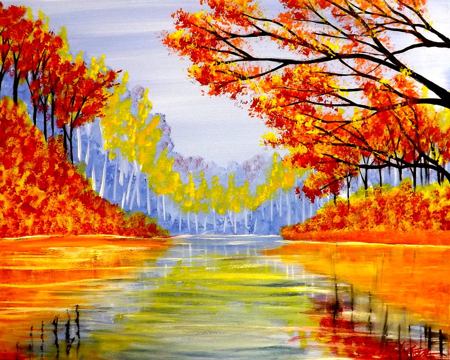 Autumn at the Lake Painting by Darren Robinson