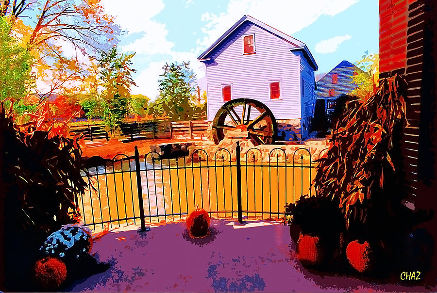 Autumn at the old blue mill Painting by CHAZ Daugherty