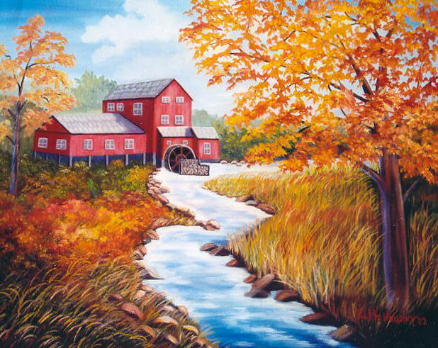 Autumn At The Red Grist Mill Painting by Ruth Housley