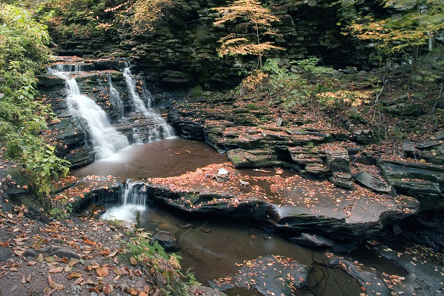 Autumn At The Top Of Mohican Falls Photograph by Gene Walls