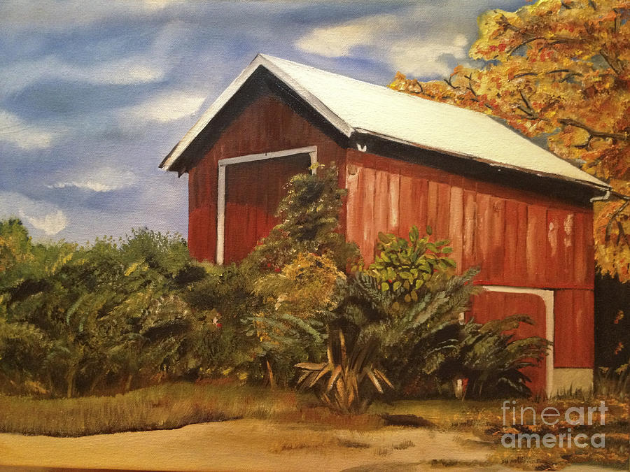 Autumn - Barn - Ohio Painting by Jan Dappen