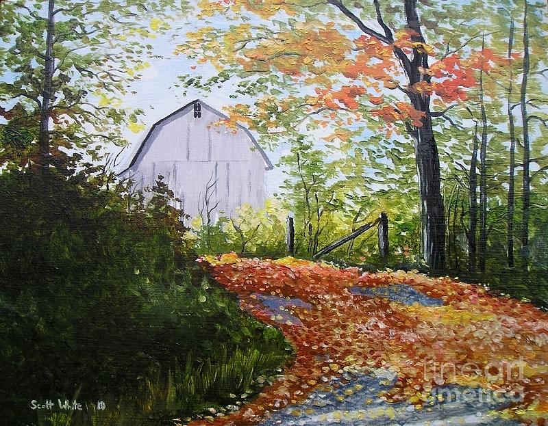 Autumn Barn Painting by Scott White