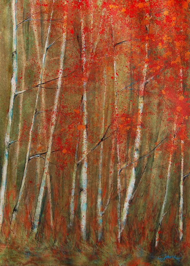 Autumn Birch Painting by Jani Freimann