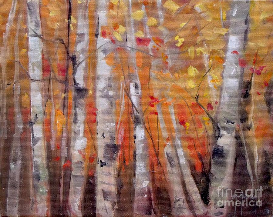 Autumn Birch Painting by Mary Hubley