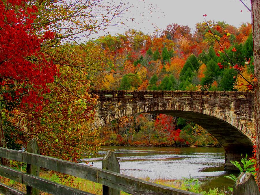 Autumn Bridge 1 Photograph by Kathy Long - Fine Art America