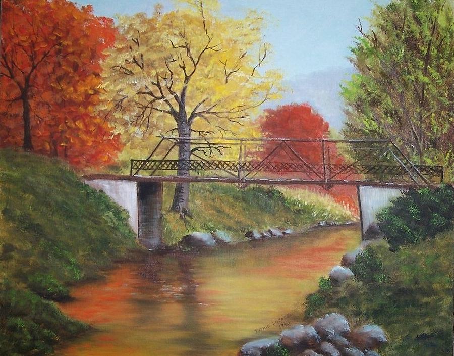 Autumn Bridge Painting by Kathleen Luther