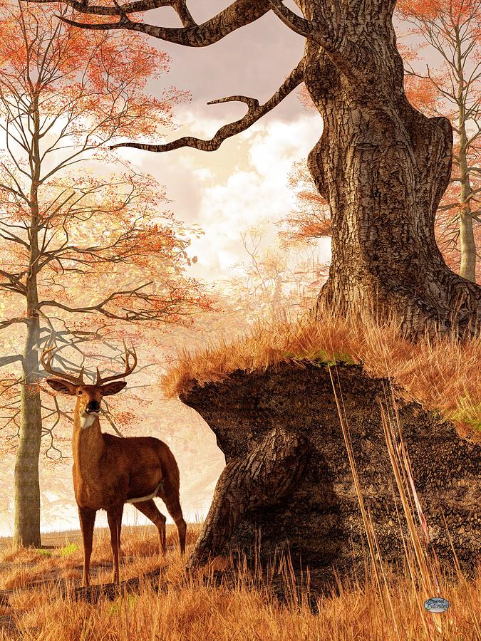 Autumn Buck Digital Art by Daniel Eskridge