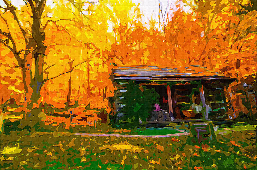 Autumn Cabin Digital Art by Brian Stevens