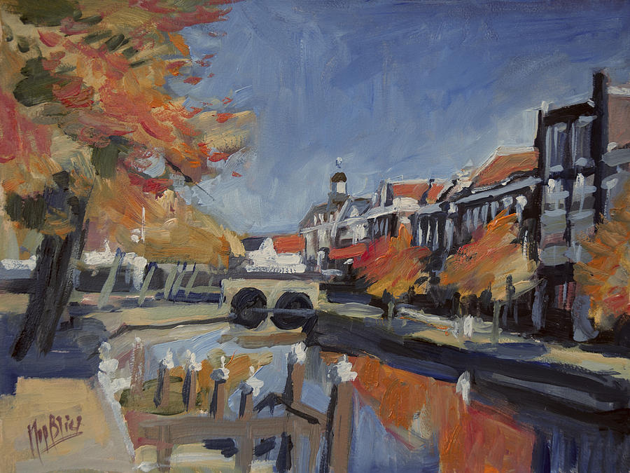 Autumn canal Leiden Painting by Nop Briex