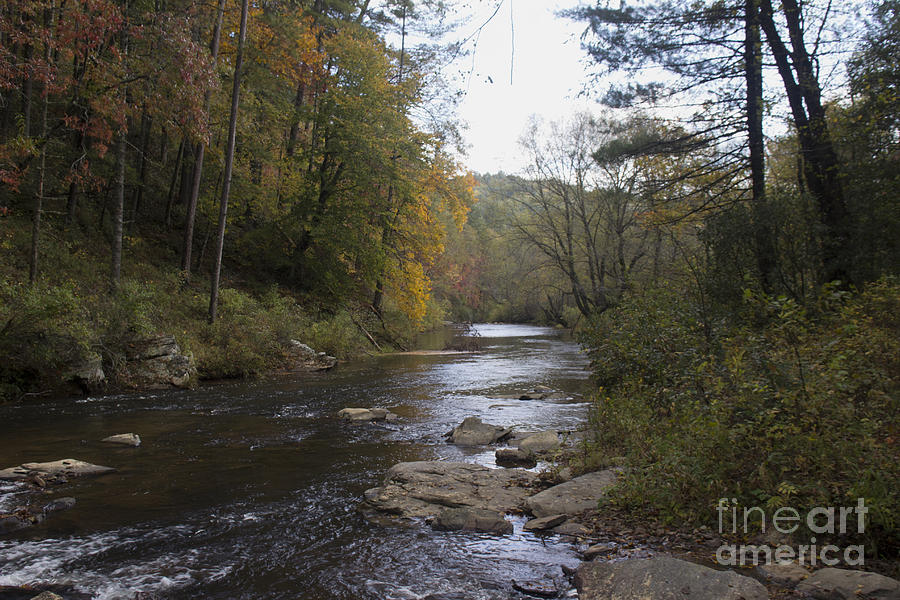Autumn Chauga river downstream Photograph by Ules Barnwell