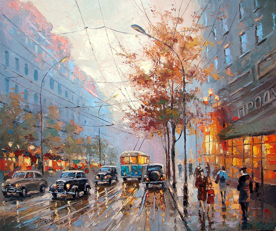 Autumn Cityscape Painting by Dmitry Spiros