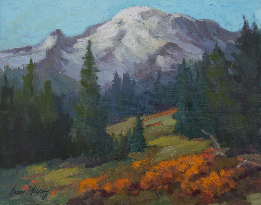 Mountain Painting - Autumn Color at Mount Rainier by Diane McClary