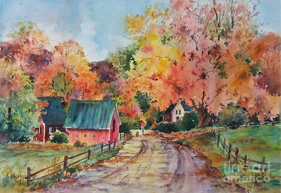 Fall Painting - Autumn Cycler by Sherri Crabtree