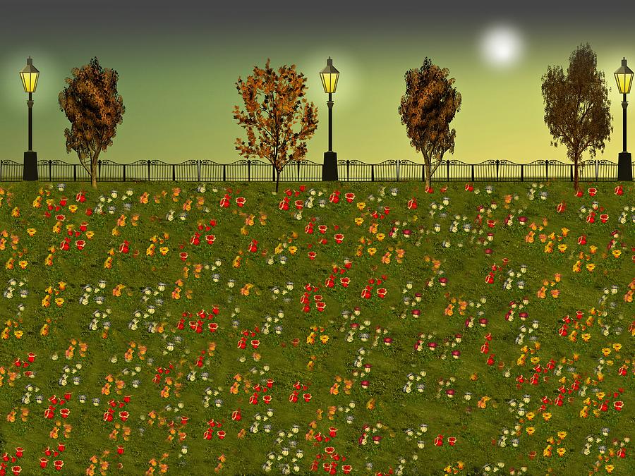 Autumn Evening Flowers Digital Art by David Dehner