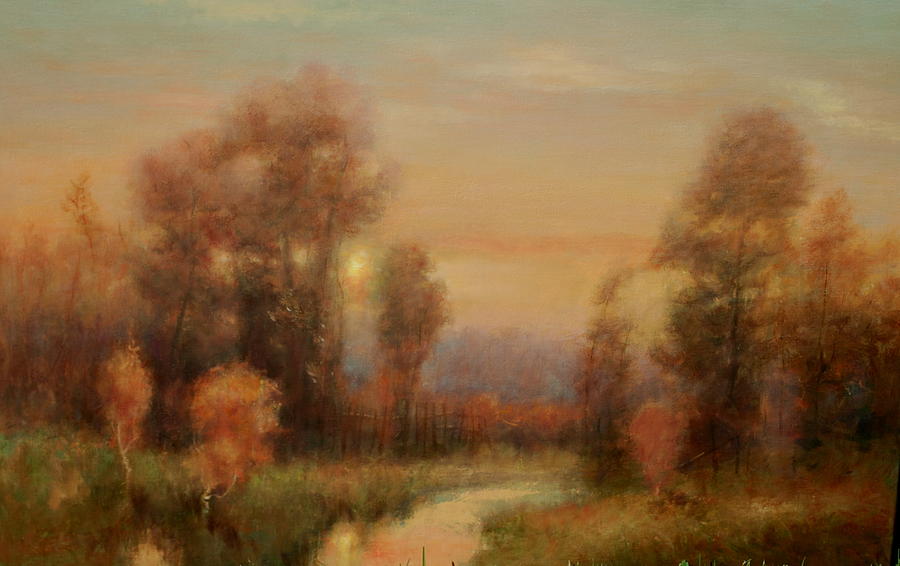 Autumn evening glow Painting by Richard Hinger
