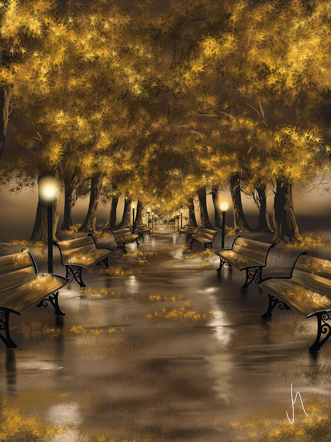 Autumn evening Painting by Veronica Minozzi