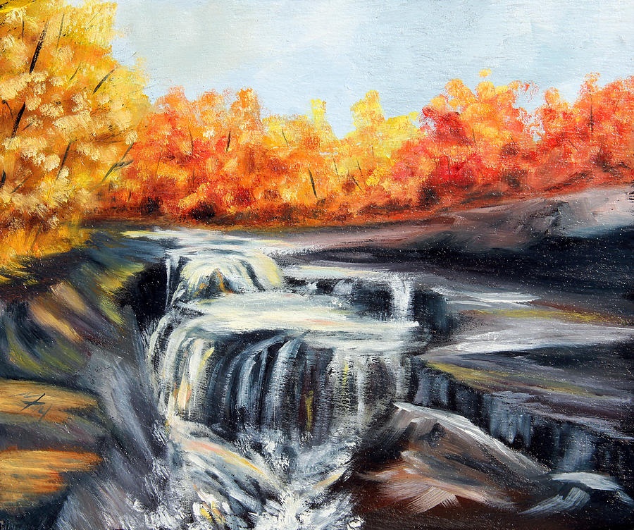 Autumn Falls Painting by Meaghan Troup