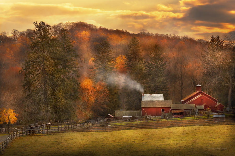 Fall Photograph - Autumn - Farm - Morristown NJ - Charming farming by Mike Savad