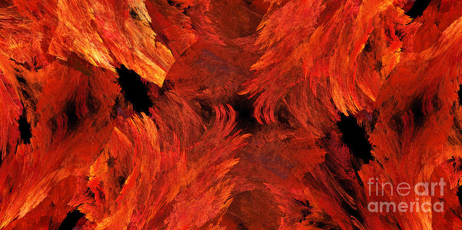 Autumn Fire Abstract Pano 1 Digital Art by Andee Design