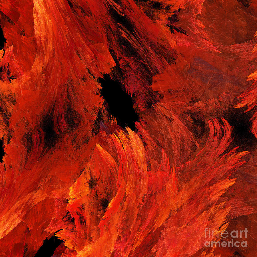 Abstract Digital Art - Autumn Fire Abstract Square by Andee Design