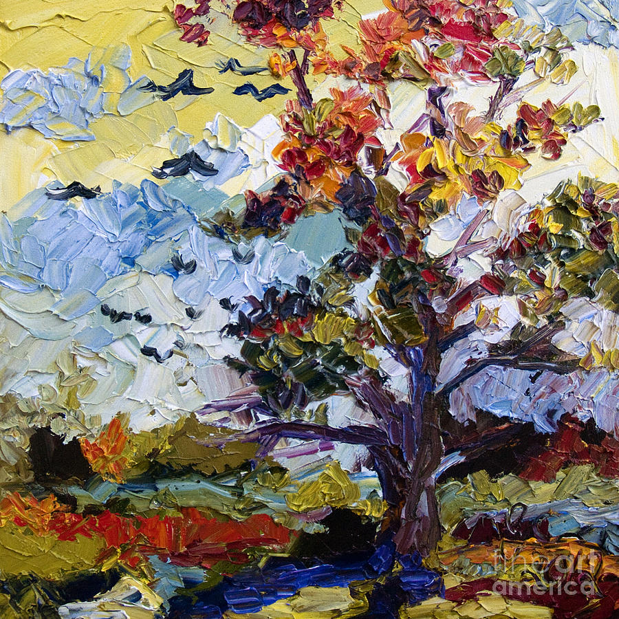 Autumn Fire Leaves Turning Red Oil Painting Painting by Ginette Callaway