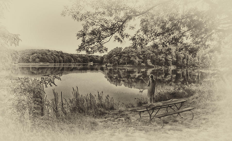 Autumn Fishing At Argyle Lake in Heirloom Finish Photograph by Thomas Woolworth