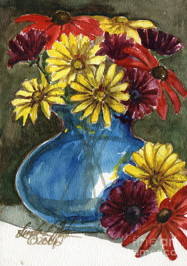Autumn Flowers Painting by Linda L Martin