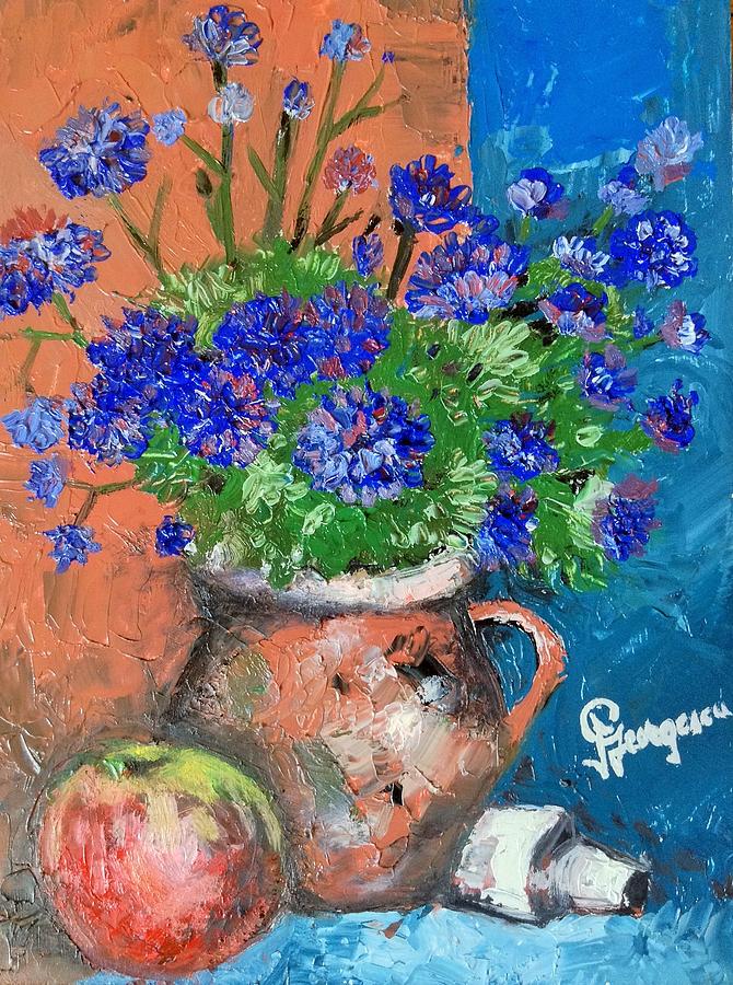 Autumn Flowers With Apple Painting