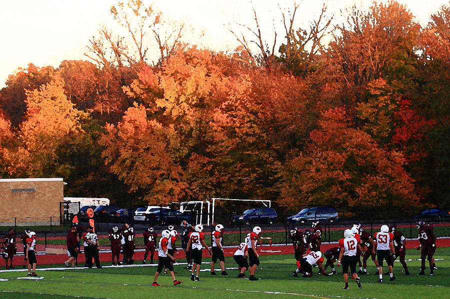 Autumn Football with Dry Brush Effect Photograph by Frank Romeo