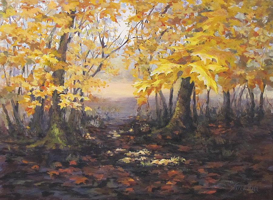 Autumn Forest Painting by Karen Ilari