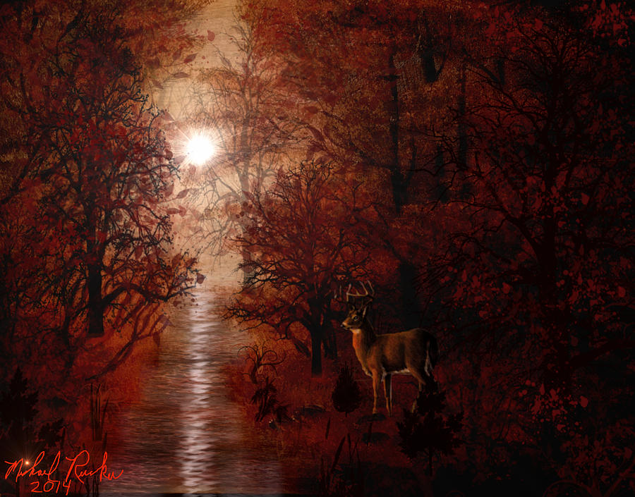 Autumn Forest Painting by Michael Rucker