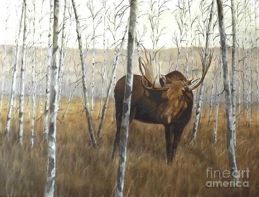 Moose Painting - Autumn by Gilles Delage