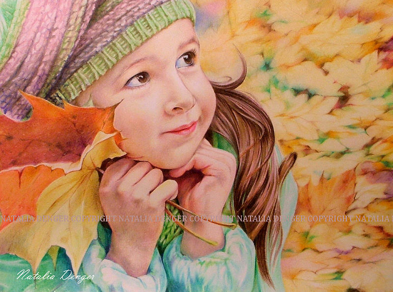 Autumn Girl Drawing by Natasha Denger
