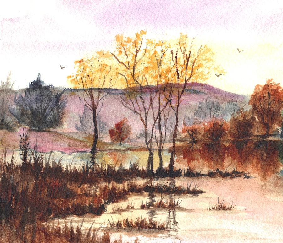 Sunset of Autumn Glory Painting by Carol Wisniewski