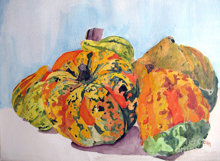 Autumn Gourds Painting by Sandy McIntire