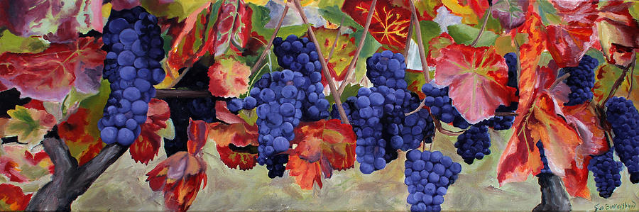 Wine Painting - Autumn Grape Vines by Sue Birkenshaw