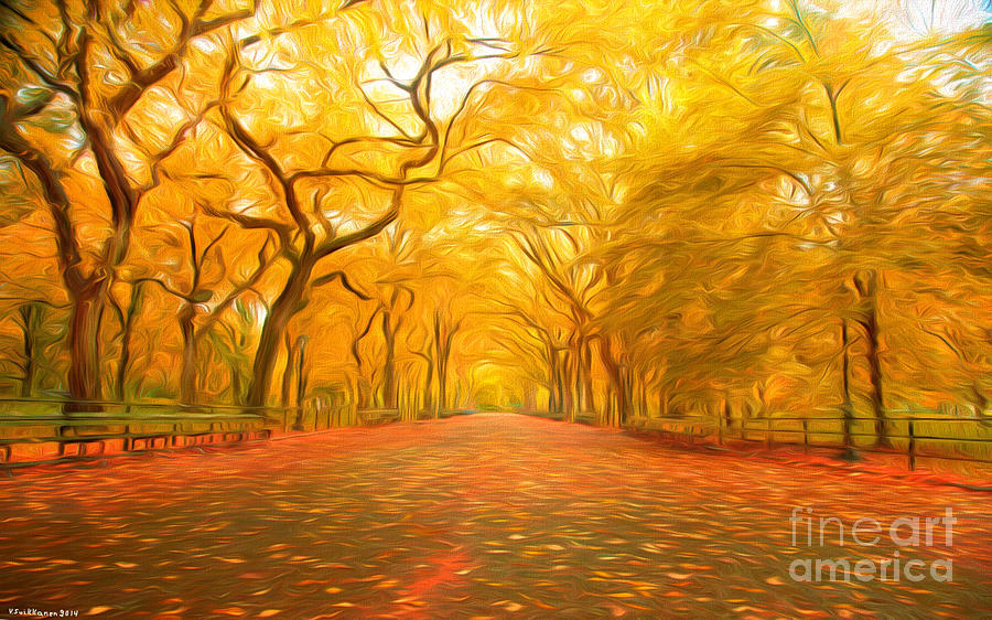 Central Park Painting - Autumn in Central Park by Veikko Suikkanen