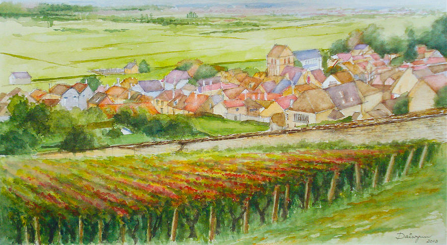 Autumn in Epernay in the Champagne region of France Painting by Dai Wynn