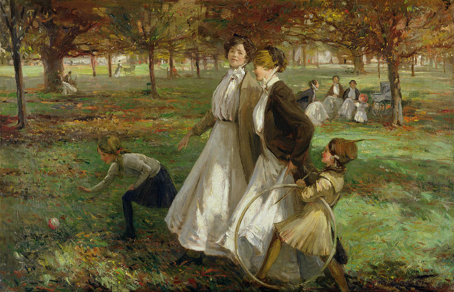 Autumn In Kensington Gardens Painting by James Wallace