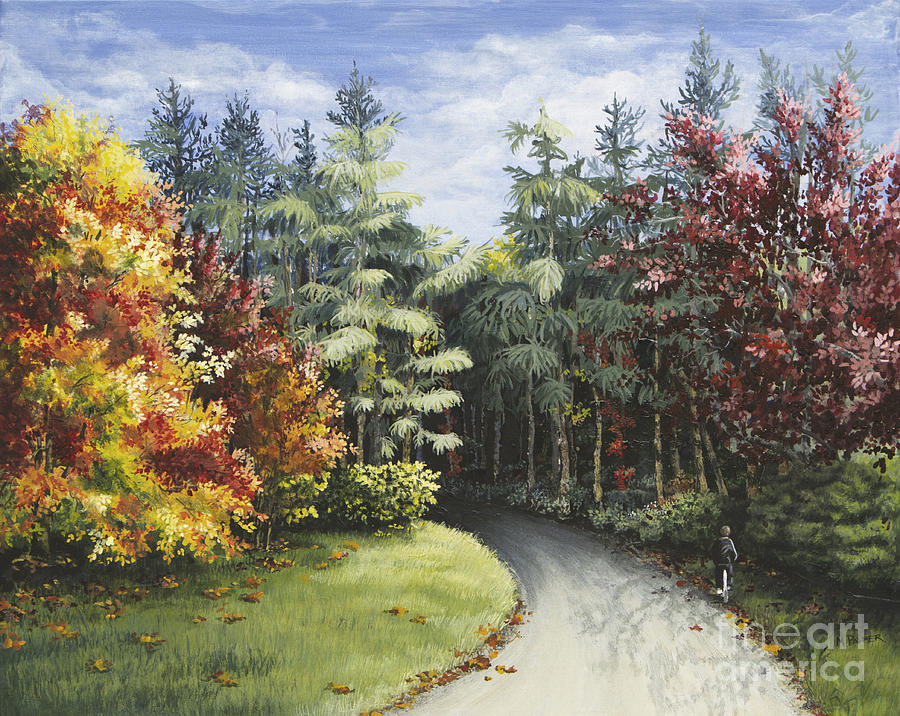 Autumn in the Arboretum Painting by Mary Palmer