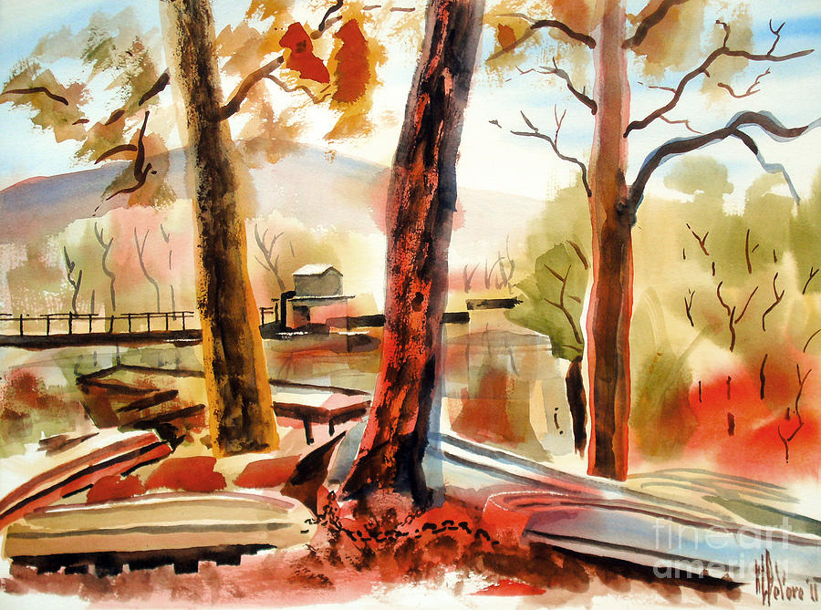 Autumn Jon Boats II Painting by Kip DeVore