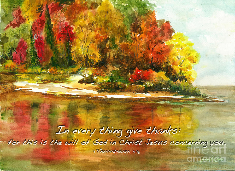 Autumn Lake 1 Thessalonians 5  Painting by Janis Lee Colon