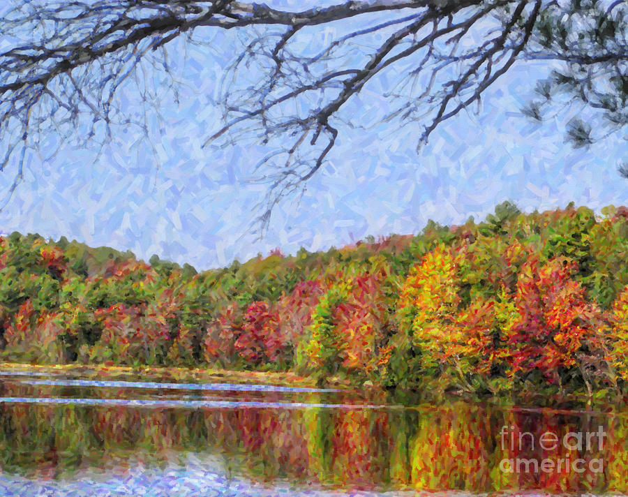 Autumn Lake New England USA Digital Art by Liz Leyden